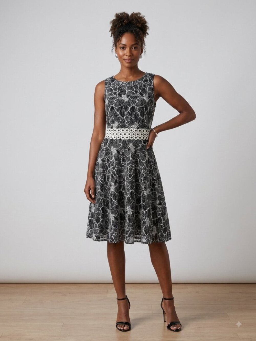 Black and white lace dress
